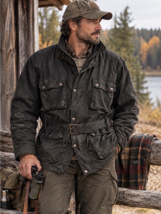 Outback survival gear Other - Vintage Outback Survival Gear Waxed Cotton Hunting Jacket Black Tartan